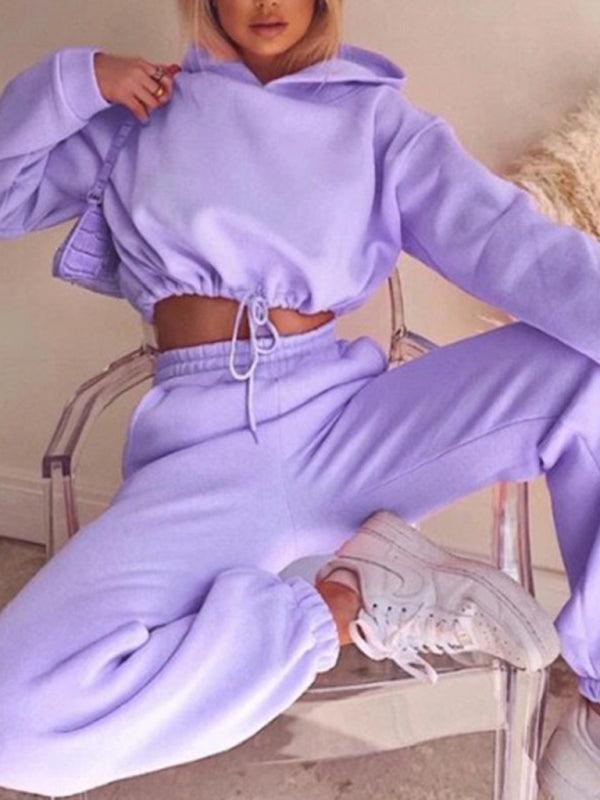 women's fashion long-sleeved sweater pants casual two-piece set - 808Lush