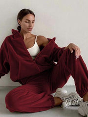 women's hooded sweatshirt sports casual suit two piece set - 808Lush