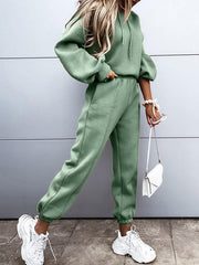 women's hooded sweatshirt sports casual two piece set - 808Lush