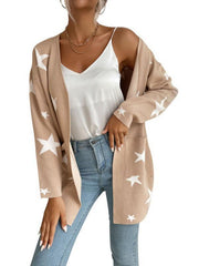 women's pentagram knitted long-sleeved sweater coat - 808Lush