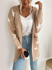 women's pentagram knitted long-sleeved sweater coat - 808Lush
