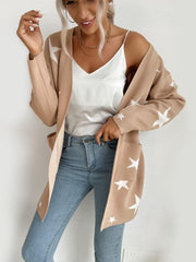 women's pentagram knitted long-sleeved sweater coat - 808Lush