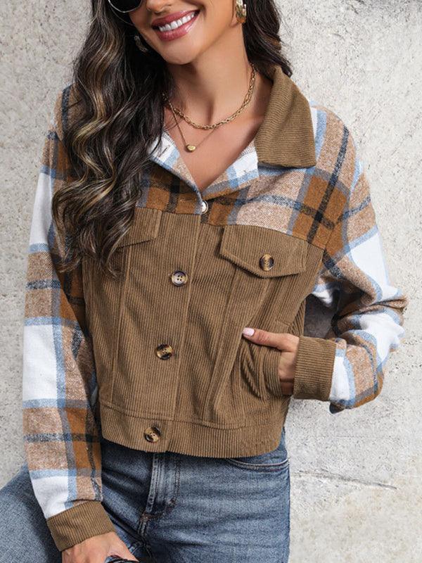 women's vintage lapel patchwork cardigan jacket - 808Lush